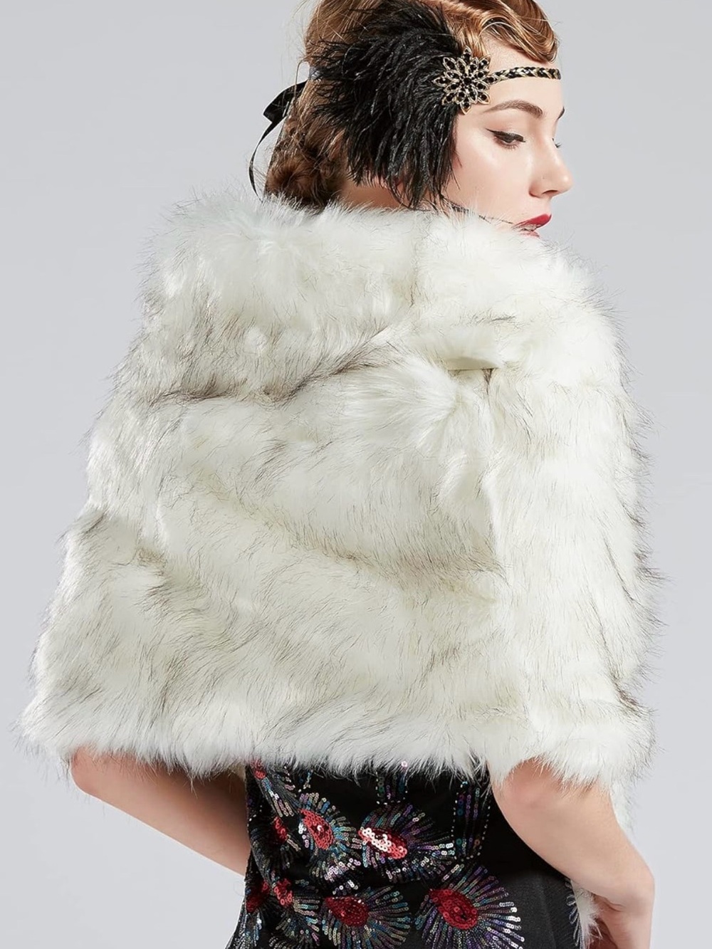 Faux Fur White Shrug Vest by BABEYOND - Picture 10 of 12